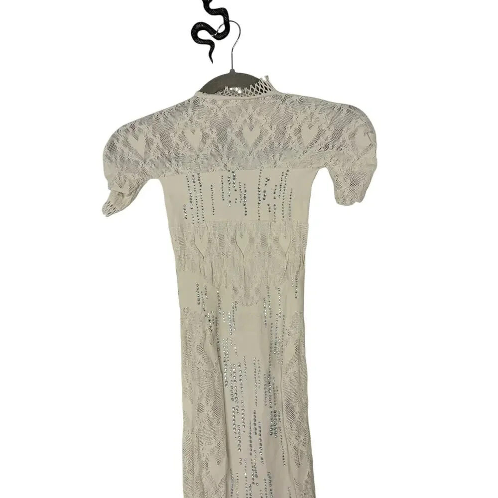 Poster Girl Yemaya Fringe Dress Lace Embellished Party Festival Boho One Size